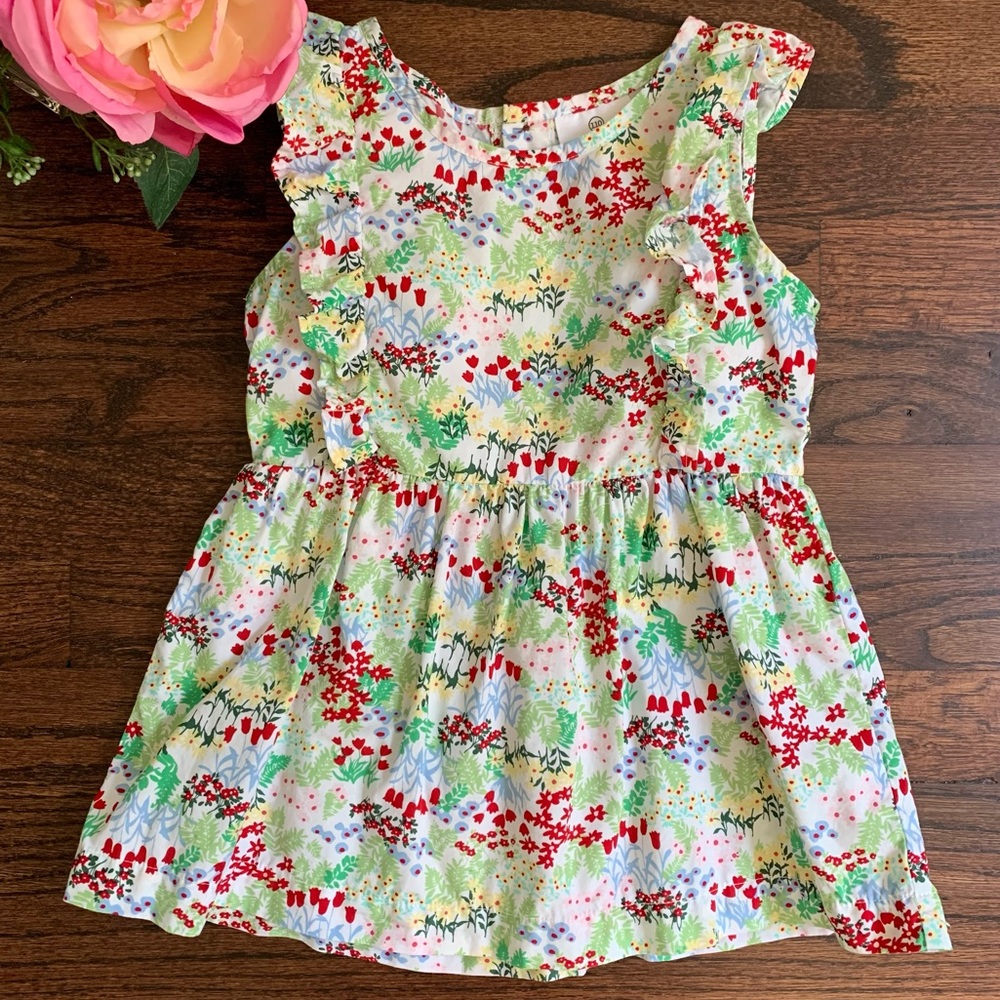 Hanna Andersson Floral Kids Blouse - Red, Green, White